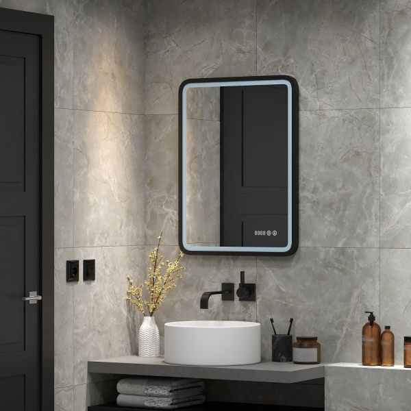 Зеркало с подсветкой и часами Art&Max GENOVA AM-Gen-600-800-DS-F-H-T