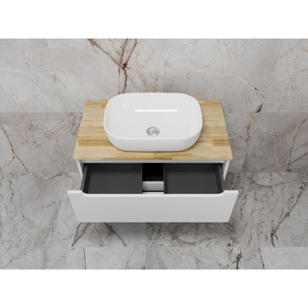 Тумба подвесная без раковины со столешницей 80 см Style Line Бали ЛС-00002339 белый матовый