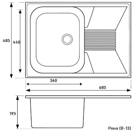 Кухонная мойка Whinstone Рона (B13) жасмин 44221