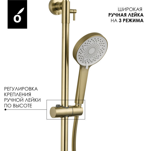 Душевая система с изливом Oliveeka OL-749017-BG матовое золото
