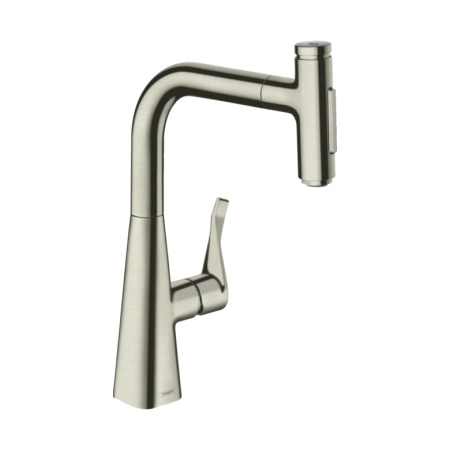 КСмеситель для кухни с выдвижным изливом Hansgrohe Metris Select M71 2jet 73817800 нержавеющая сталь