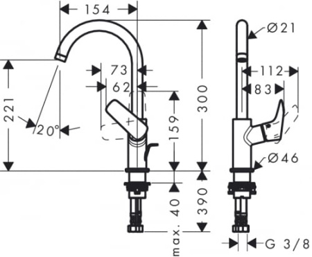 Смеситель для раковины HANSGROHE Logis 71130000