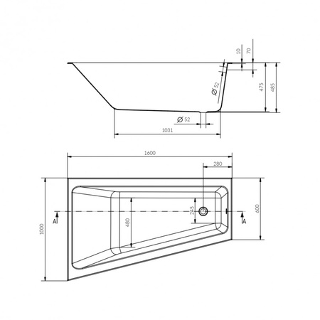 Ванна акриловая асимметричная Cersanit CREA 160x100 левая P-WA-CREA*160-LNL
