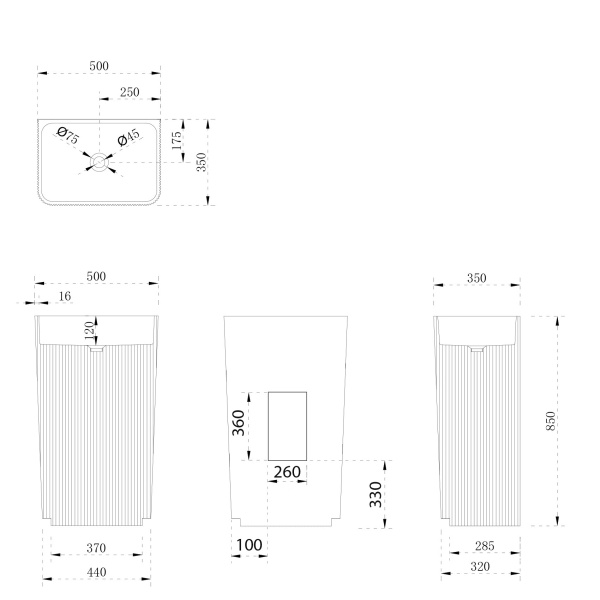 Раковина отдельностоящая ABBER Stein AS2505-H белая матовая