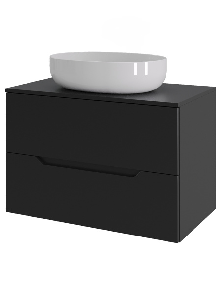 Тумба с раковиной подвесная 70 см, Orange Line Li-70TubMDF+B05-520W черный/белый