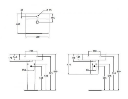 Раковина подвесная Ideal Standard Connect Cube E784401 (55x46)