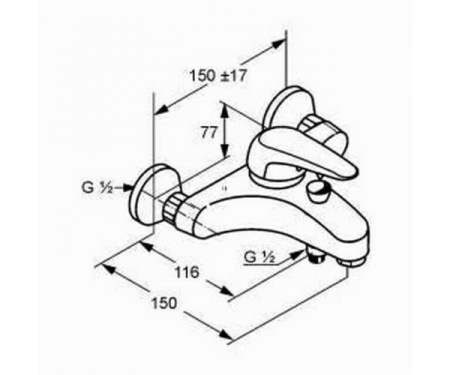 Смеситель для ванны однорычажный KLUDI LOGO MIX 386810575 хром