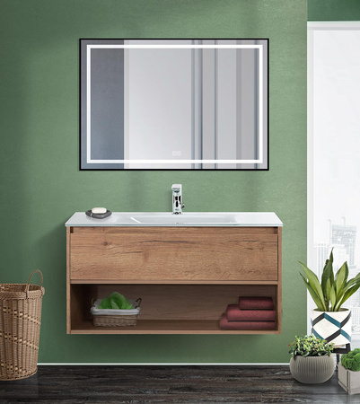 Зеркало (100х80) BelBagno SPC-KRAFT-1000-800-LED-TCH-WARM-NERO с подсветкой