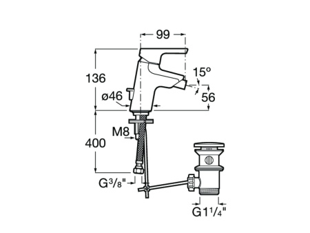 Смеситель для биде с донным клапаном Roca Malva   5A603BC00
