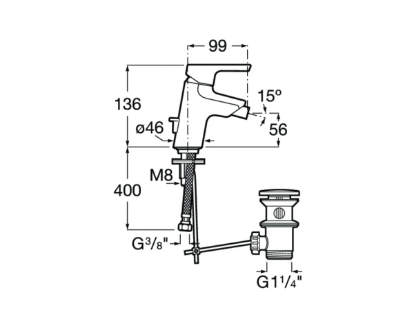 Смеситель для биде с донным клапаном Roca Malva   5A603BC00