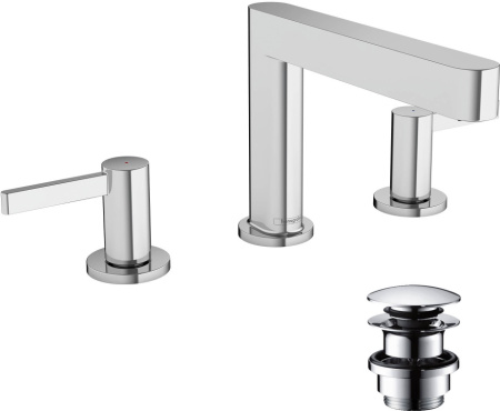 Смеситель для раковины на 3 отверстия с донным клапаном Push-Open Hansgrohe Finoris 76033000 хром