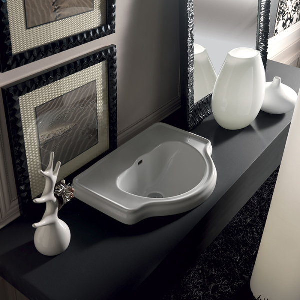 Раковина встраиваемая сверху (62х42,5) Kerasan Retro 103001*0, без отверстии под смеситель