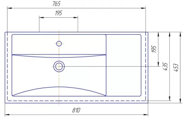 Раковина встраиваемая Grossman Фостер 30469 80 см, белый крыло справа