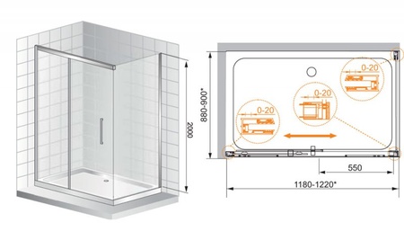 Душевой уголок (120х90) CEZARES PREMIER-SOFT PREMIER-SOFT-W-AH-1-120/90-C-Cr-IV
