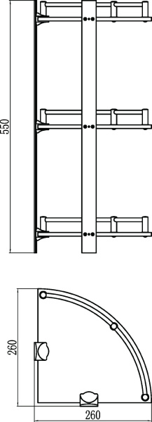 Полка угловая тройная стеклянная Savol S-003031