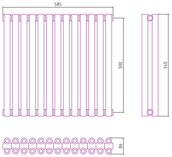 Полотенцесушитель Водяной Сунержа Эстет-00 (50х58) 13 секций Матовый Черный 31-0332-5013