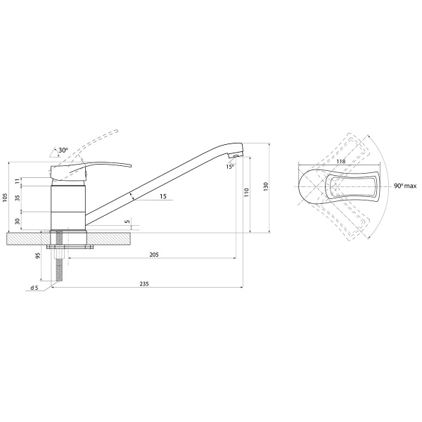 Смеситель для кухни Славен Прораб  Ц СЛ-ОД-Ц21