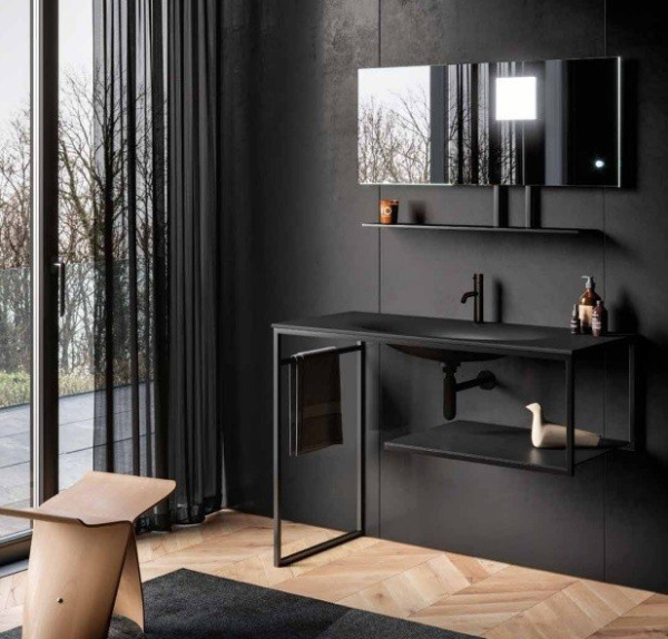 Раковина встраиваемая сверху (122х52) Kerasan Shape 547031*1 черный матовый