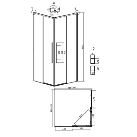 Душевой уголок (100х100) Grossman Galaxy 300.K33.01.1010.10.02