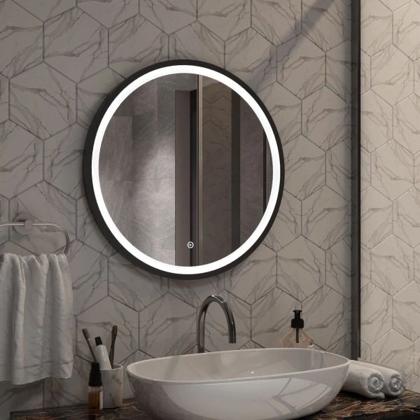 Зеркало с подсветкой Art&Max Livorno AM-Liv-600-DS-F-Nero сенсорным выключателем