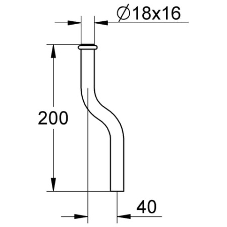 Сливная трубка для писсуара 200 мм, диам.18 мм,изгиб 40мм Grohe 37039 000 (37039000)