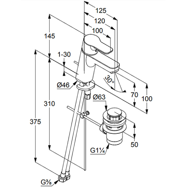 Смеситель для раковины Kludi Pure&Easy 372890565