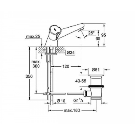 Смеситель для раковины на одно отверстие Grohe Costa L, DN 21390 000 (21390000)