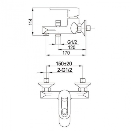 Смеситель для ванны Raiber Pikus R1402