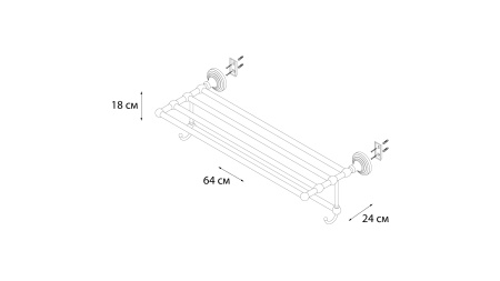 Полка для полотенец FIXSEN Retro с крючками FX-83815A