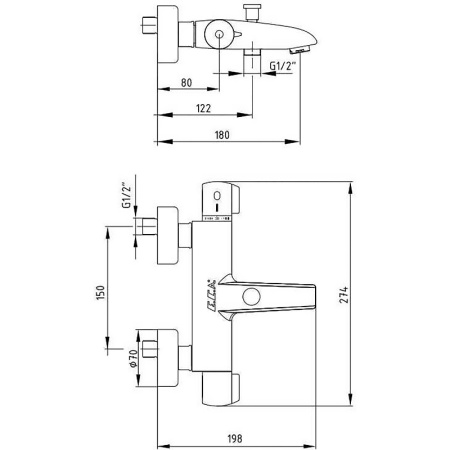 Смеситель для ванны термостатический E.C.A Thermostatic 102102340EX