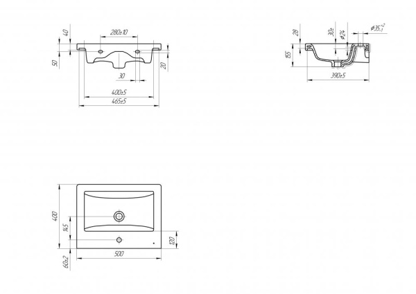 Раковина встраиваемая Onika Como 50 UM-COM50/1