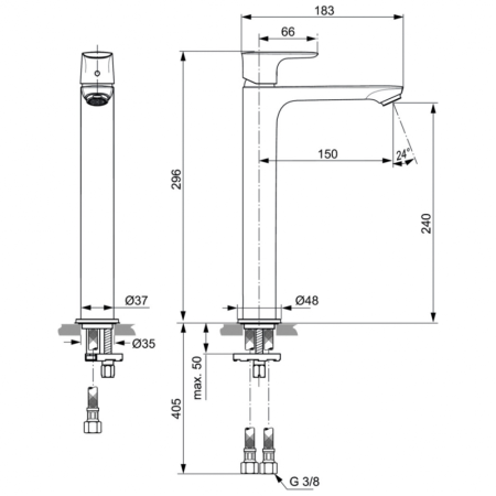 Смеситель для раковины Ideal Standard Connect Air VESSEL A7027GN