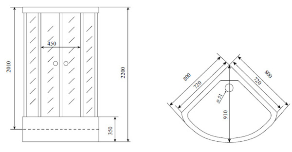 Душевая кабина (80х80) Timo Lux T-7780