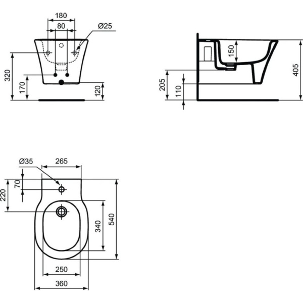 Биде подвесное Ideal Standars CONNECT AIR E0266V3