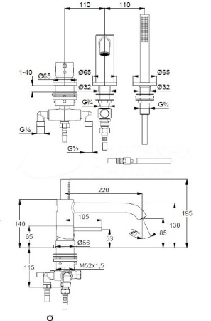 Смеситель на борт ванны Kludi Bozz 384480576