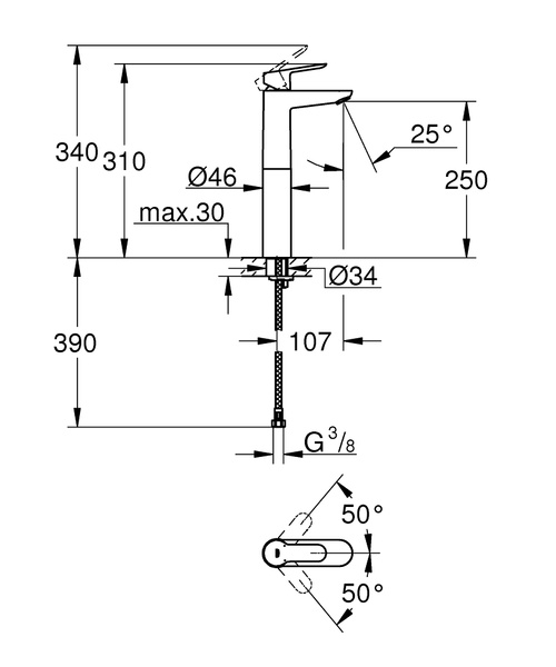 Смеситель для раковины Grohe BauEdge 23761 000 (23761000) хром