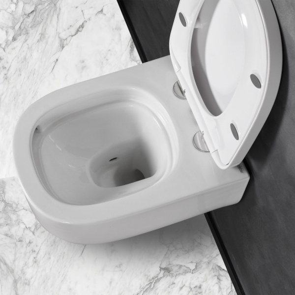 Унитаз ABBER Rechteck AC1218 подвесной белый, безободковый, смыв торнадо