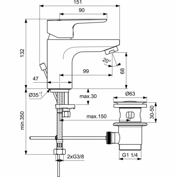 Смеситель для раковины Ideal Standard CERAPLAN III SLIM BC559AA
