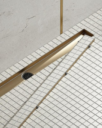 Душевой лоток Timo Drain System 80 DS230208/17 с решеткой золото матовое / под плитку