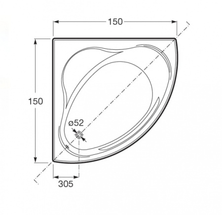 Акриловая ванна Roca Bali (150x150) ZRU9302916