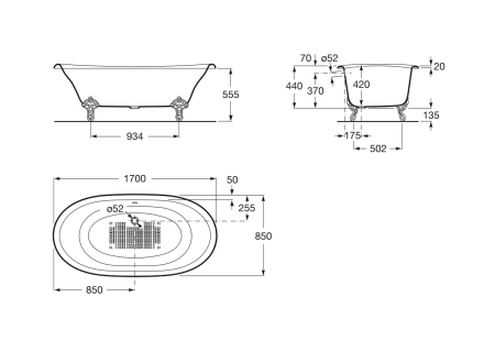 Ножки Newcast Eagle 291094000 комплект для чугунной ванны Roca