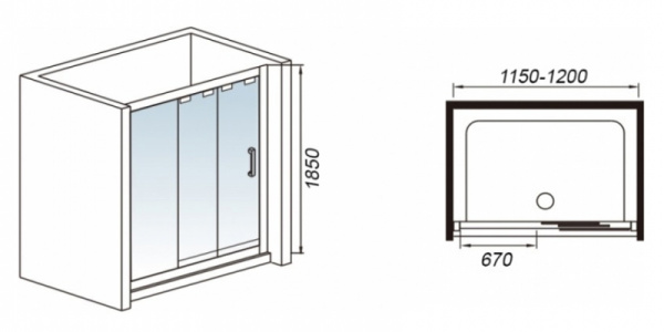 Душевая дверь в нишу WeltWasser WW600 (600S3-120L) (10000002739)