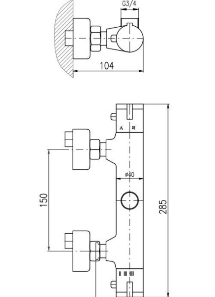 Смеситель для душа Rav Slezak Termostat TRM81.5CMAT