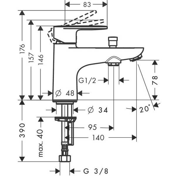 Смеситель на борт ванны Hansgrohe Vernis Blend 71444000