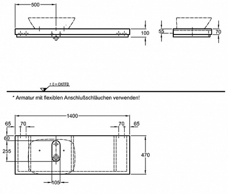 Столешница под раковину Keramag Design Silk 816640000