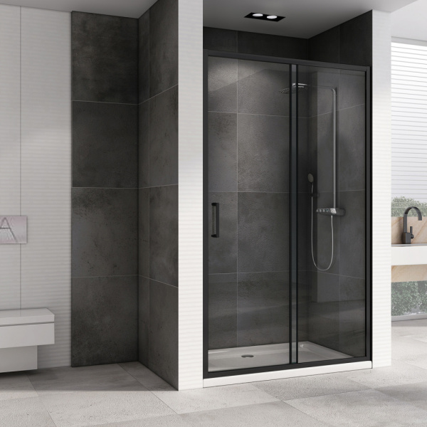 Душевая дверь (150х190) ABBER Schwarzer Diamant AG30150B5 черный, раздвижная
