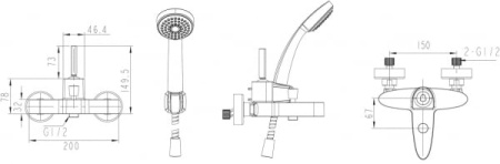 Смеситель для ванны с коротким изливом  Bravat Spring F679113C-B