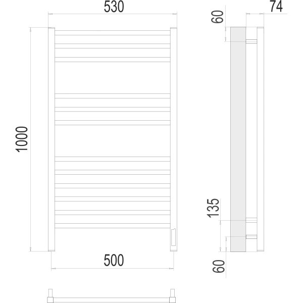Полотенцесушитель электрический Terminus Ватикан (500х1000) П12 4670078526205