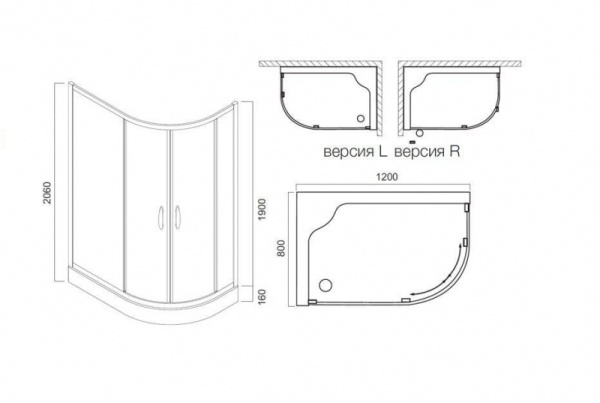 Душевой уголок AM.PM Bliss L W53E-302L120MT