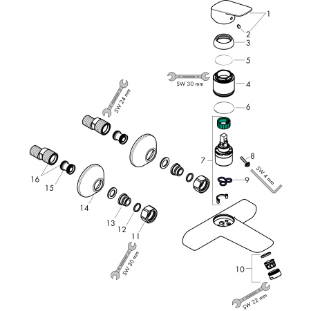 Смеситель для ванны Hansgrohe Logis 71225000 хром